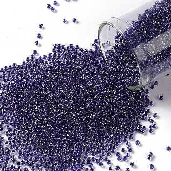 TOHO Round Seed Beads, Japanese Seed Beads, (181) Inside Color AB Crystal/Purple Lined, 15/0, 1.5mm, Hole: 0.7mm, about 3000pcs/10g