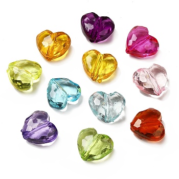 Transparent Acrylic Beads, Heart, Mixed Color, 16.5x18.5x9.5mm, Hole: 2mm, 292pcs/500g