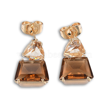 K9 Glass Triangle with Trapezoid Dangle Stud Earrings(EJEW-N053-52)-2