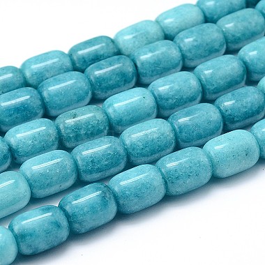 Deep Sky Blue Barrel White Jade Beads