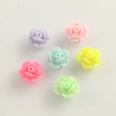 13mm Mixed Color Flower Acrylic Beads