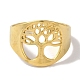 PVD Vacuum Plating 201 Stainless Steel Tree of Life Wide Open Cuff Rings for Unisex(RJEW-C092-03G)-2