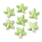 Handmade Porcelain Beads, Rainbow Glazed Porcelain, Starfish, Green Yellow, 17.5x17x5.5mm, Hole: 1.5mm(PORC-WH0016-01H)