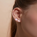 1 Set Resin & Alloy Stud Earrings for Women, Moon & Star, Mixed Color, 7.5~8x6.5~7.5mm, 7 pair/set(EJEW-LP0003-83)