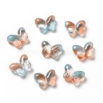 Transparent Baking Paint Glass Beads, with Glitter Powder, Butterfly, Colorful, 10x14x5.5mm, Hole: 1mm(GLAA-F115-01K)