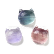 Natural Fluorite Beads, Cat Head Shape, 14~16.5x13~15.5x7.5~10mm, Hole: 1.2~1.6mm(G-H007-03C)