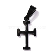 304 Stainless Steel Pendants, for Jewelry Making, Cross, Electrophoresis Black, 19.5x11x1.2mm, Hole: 3x6mm(STAS-P253-01EB)