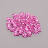 Transparent Acrylic Beads, with Enamel, Heart, Hot Pink, 6.5x6.5x4.5mm, Hole: 1mm, 100pcs/bag(TACR-TAC0001-05E)