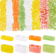 800Pcs 8 Colors Opaque Glass Seed Beads, 2-Hole, Rectangle, Mixed Color, 4.5~5x2x1~1.5mm, Hole: 0.5~0.8mm, 100Pcs/color(SEED-HY0001-04)