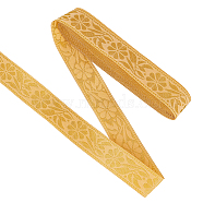 9~10 Yards Ethnic Style Polyester Filigree Ribbon, for Gift Wrapping, Party Decoration, Gold Color, Flat, Flower, 3/4 inch(20mm)(OCOR-FG0001-53B)