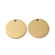 304 Stainless Steel Pendants, Stamping Blank Tag, Flat Round Charm, Real 18K Gold Plated, 18x1.3mm, Hole: 1.6mm(STAS-Q308-09M-G)