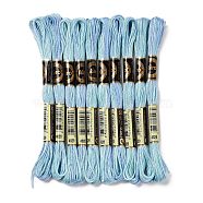 10 Skeins 6-Ply Polyester Embroidery Floss, Cross Stitch Threads, Segment Dyed, Light Sky Blue, 0.5mm, about 8.75 Yards(8m)/skein(OCOR-K006-A11)