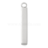 304 Stainless Steel Pendants,  Cuboid, Platinum, 42x6x6mm, Hole: 4mm(STAS-D110-42P)