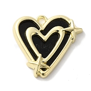 Rack Plating Alloy Pendants, with Acrylic, Cadmium Free & Nickel Free & Lead Free, Heart Charms, Black, 17x18.5x3mm, Hole: 1.6mm(FIND-I039-021G-01)