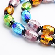 Handmade Silver Foil Glass Oval Beads, Mixed Color, 16x12mm, Hole: 1mm(FOIL-I004-D-M)