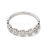 304 Stainless Steel Flower Adjustable Ring for Women, Stainless Steel Color, US Size 6(16.5mm)(RJEW-M149-37P)