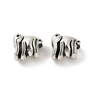 Tibetan Style Alloy European Beads, Large Hole Beads, Cadmium Free & Lead Free, Elephant, Antique Silver, 9.5x11x8mm, Hole: 5mm, about 500pcs/1000g(FIND-M047-16AS)