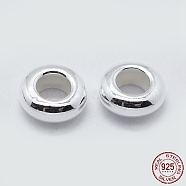 925 Sterling Silver Spacer Beads, Rondelle, Silver, 5x2mm, Hole: 2.5mm(STER-L063-10A-S)