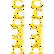 Handmade Lampwork Beads Strands, Frog, Yellow, 15x19.5x17mm, Hole: 1.6mm, about 35pcs/strand, 15.98''(40.6cm)(LAMP-P066-07D)