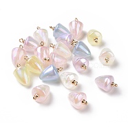 Plating Acrylic Pendants, Pearlized, with ABS Plastic Light Gold Plated Loops, Cone, Mixed Color, 25x16mm, Hole: 2.3mm(OACR-A011-01)