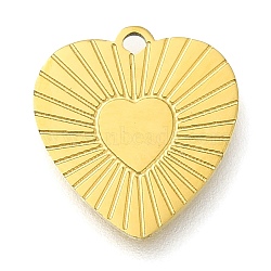 Ion Plating(IP) 304 Stainless Steel Charms, Heart Charms, Real 14K Gold Plated, 12x11.5x1mm, Hole: 1mm(STAS-B075-35G)