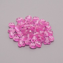 Transparent Acrylic Beads, with Enamel, Heart, Hot Pink, 6.5x6.5x4.5mm, Hole: 1mm, 100pcs/bag(TACR-TAC0001-05E)