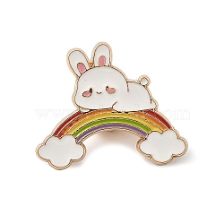 Animal Theme Enamel Pins, Alloy Brooches for Backpack Clothes, Rabbit, 24x29mm(JEWB-H029-02D-G)