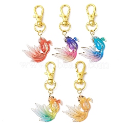 Fish Acrylic Pendant Decoration, with Alloy Clasp, Mixed Color, 63mm(HJEW-JM01455)