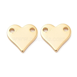 Brass Connector Charms, Heart Links, Real 18K Gold Plated, 10x10x1mm, Hole: 1.2mm(KK-G516-19G)