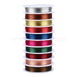 Round Copper Jewelry Wire, Mixed Color, 0.3mm, about 65.61 Feet(20m)/roll, 10 rolls/group(CWIR-S002-0.3mm-M)