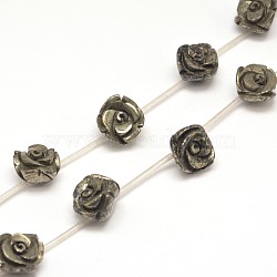 Rose Natural Pyrite Beads Strands, 14x10mm, Hole: 1mm, about 15pcs/strand, 15.7 inch(G-I125-53-14x10mm)