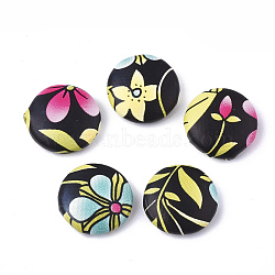 Imitation Leather Cabochons, with Aluminum Bottom, Flat Round, Platinum, Colorful, 15x5mm(X-WOVE-S118-17D)