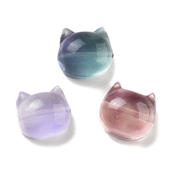 Natural Fluorite Beads, Cat Head Shape, 14~16.5x13~15.5x7.5~10mm, Hole: 1.2~1.6mm