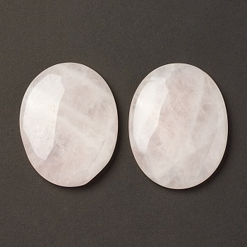 Natural Rose Quartz Worry Stone for Anxiety Therapy, Oval Thumb Stone, 45x34~35x7~8.5mm