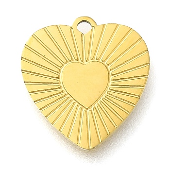 Ion Plating(IP) 304 Stainless Steel Charms, Heart Charms, Real 14K Gold Plated, 12x11.5x1mm, Hole: 1mm