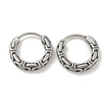 316 Surgical Stainless Steel Hoop Earrings, Ring, Antique Silver, 14.5x3.5mm