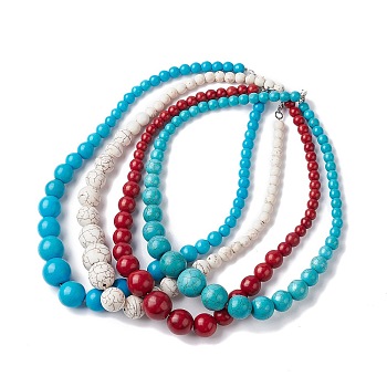 Dyed Synthetic Turquoise Graduated Beaded Necklaces, with Iron Clasps, Mixed Color, 20.28 inch(51.5cm)