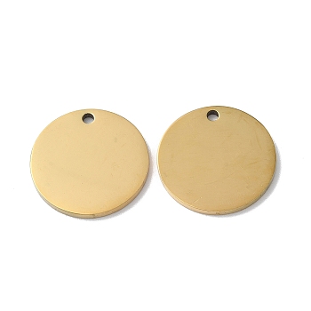 304 Stainless Steel Pendants, Stamping Blank Tag, Flat Round Charm, Real 18K Gold Plated, 18x1.3mm, Hole: 1.6mm