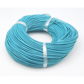 Cowhide Leather Cord, Leather Jewelry Cord, Dark Cyan, Size: about 2mm in diameter