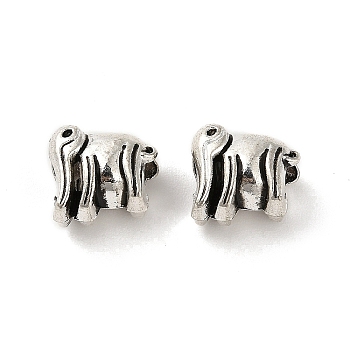 Tibetan Style Alloy European Beads, Large Hole Beads, Cadmium Free & Lead Free, Elephant, Antique Silver, 9.5x11x8mm, Hole: 5mm, about 500pcs/1000g