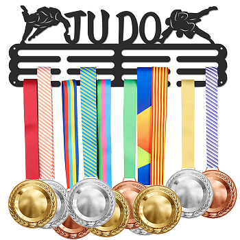 Sports Theme Iron Medal Hanger Holder Display Wall Rack, with Screws, Judo Pattern, 150x400mm