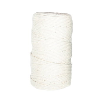 1-Ply 100M Cotton Macrame Cord, Macrame Twisted Cotton Rope, for Wall Hanging, DIY Crafts, Floral White, 3mm, about 109.36 Yards(100m)/Roll