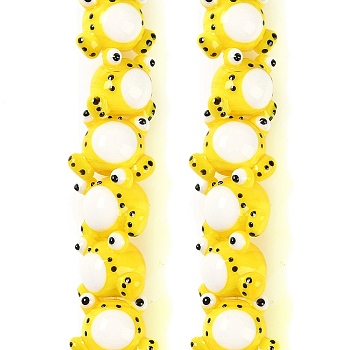 Handmade Lampwork Beads Strands, Frog, Yellow, 15x19.5x17mm, Hole: 1.6mm, about 35pcs/strand, 15.98''(40.6cm)