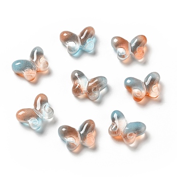 Transparent Baking Paint Glass Beads, with Glitter Powder, Butterfly, Colorful, 10x14x5.5mm, Hole: 1mm