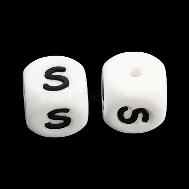 20Pcs White Cube Letter Silicone Beads 12x12x12mm Square Dice Alphabet Beads with 2mm Hole Spacer Loose Letter Beads for Bracelet Necklace Jewelry Making(JX432S)-2