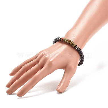 Natural Coconut Shell & Gemstone Beaded Stretch Bracelet(BJEW-JB07991)-3