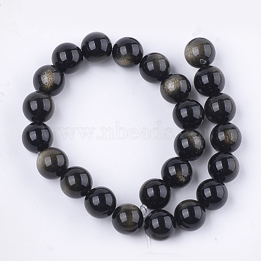 Natural Golden Sheen Obsidian Beads Strands(X-G-S333-8mm-025)-2