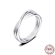 Rhodium Plated 925 Sterling Silver Criss Cross Finger Ring(RJEW-C064-33E-P)-1