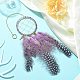 Natural Amethyst Woven Net/Web with Feather Wall Hanging Decoration(HJEW-JM01222-01)-3