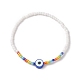 Polymer Clay Evil Eye & Glass Seed Beaded Stretch Bracelet for Women(BJEW-JB08617)-1
